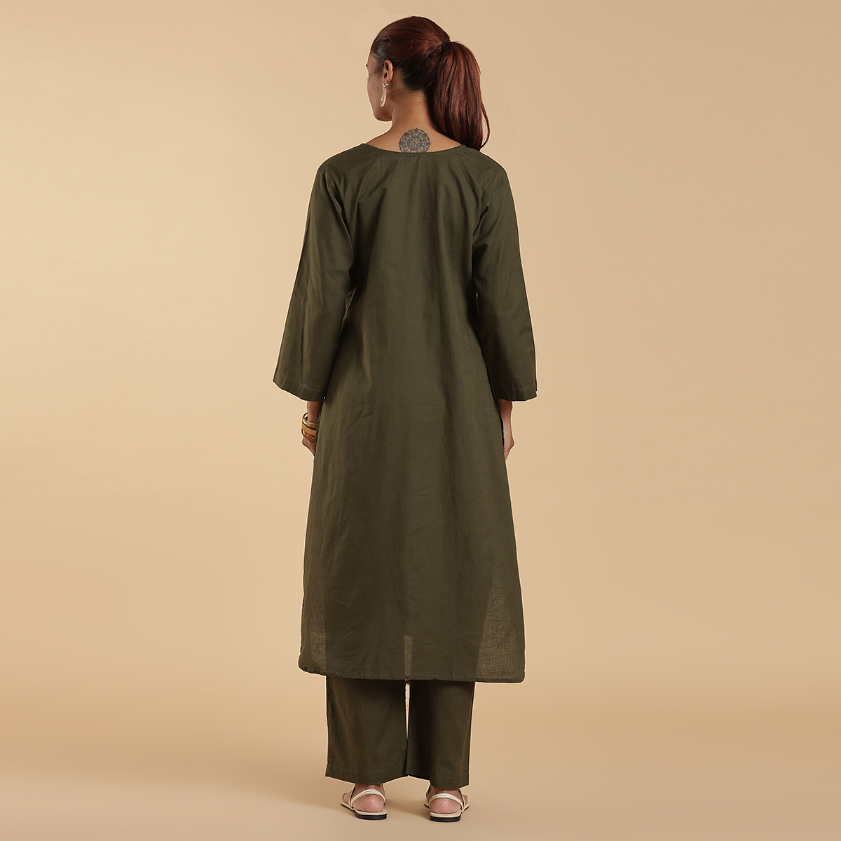 Mehandi Green Kurta With trousers 3